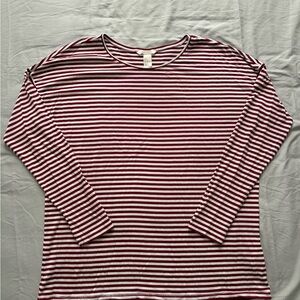 H&M Maroon and White Striped Top